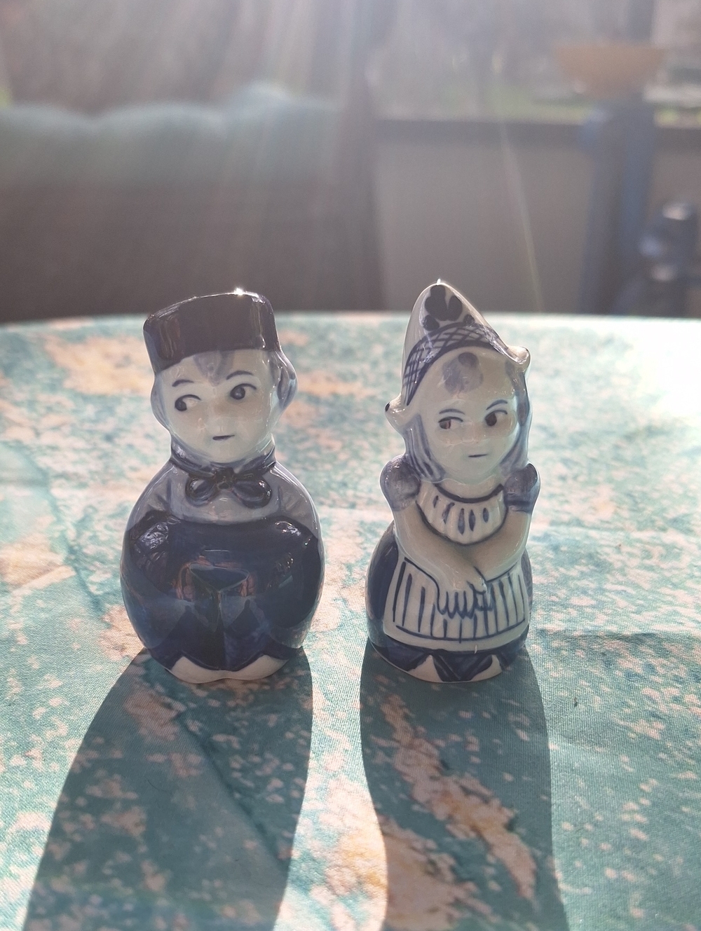 Blue and White Ceramic Dutch Salt & Pepper Shakers